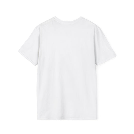 Back view of plain white unisex softstyle t-shirt, made from 100% cotton for comfort and versatility in travel and everyday outfits.