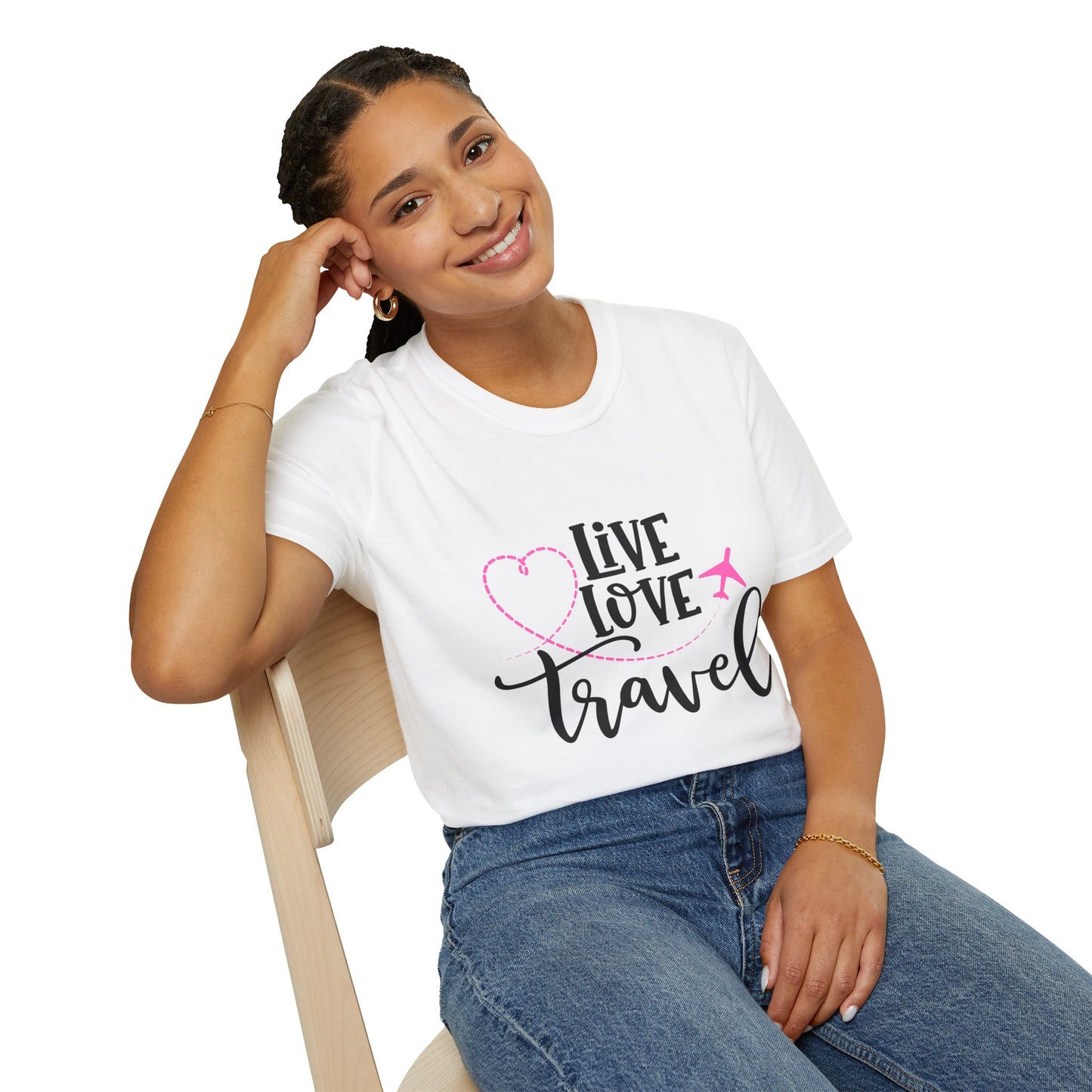 Embrace the Wanderlust: Live Love Travel Unisex Softstyle T-Shirt