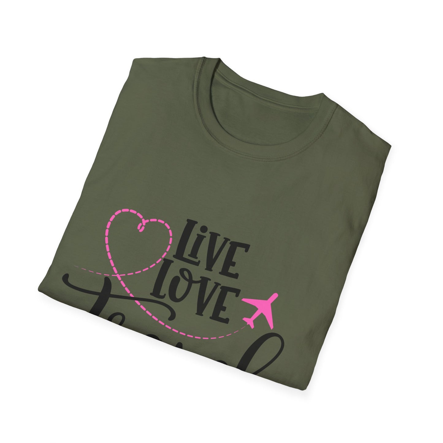 Embrace the Wanderlust: Live Love Travel Unisex Softstyle T-Shirt