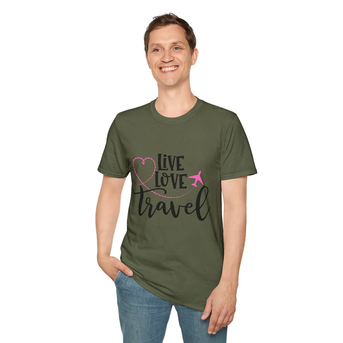 Embrace the Wanderlust: Live Love Travel Unisex Softstyle T-Shirt