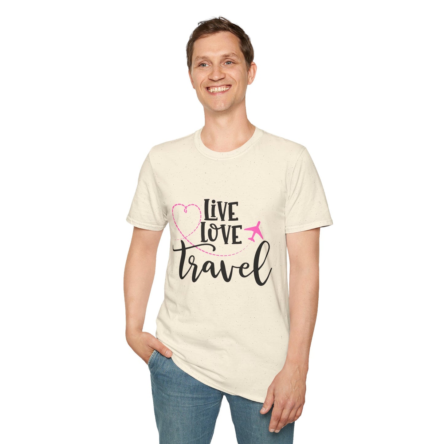 Embrace the Wanderlust: Live Love Travel Unisex Softstyle T-Shirt