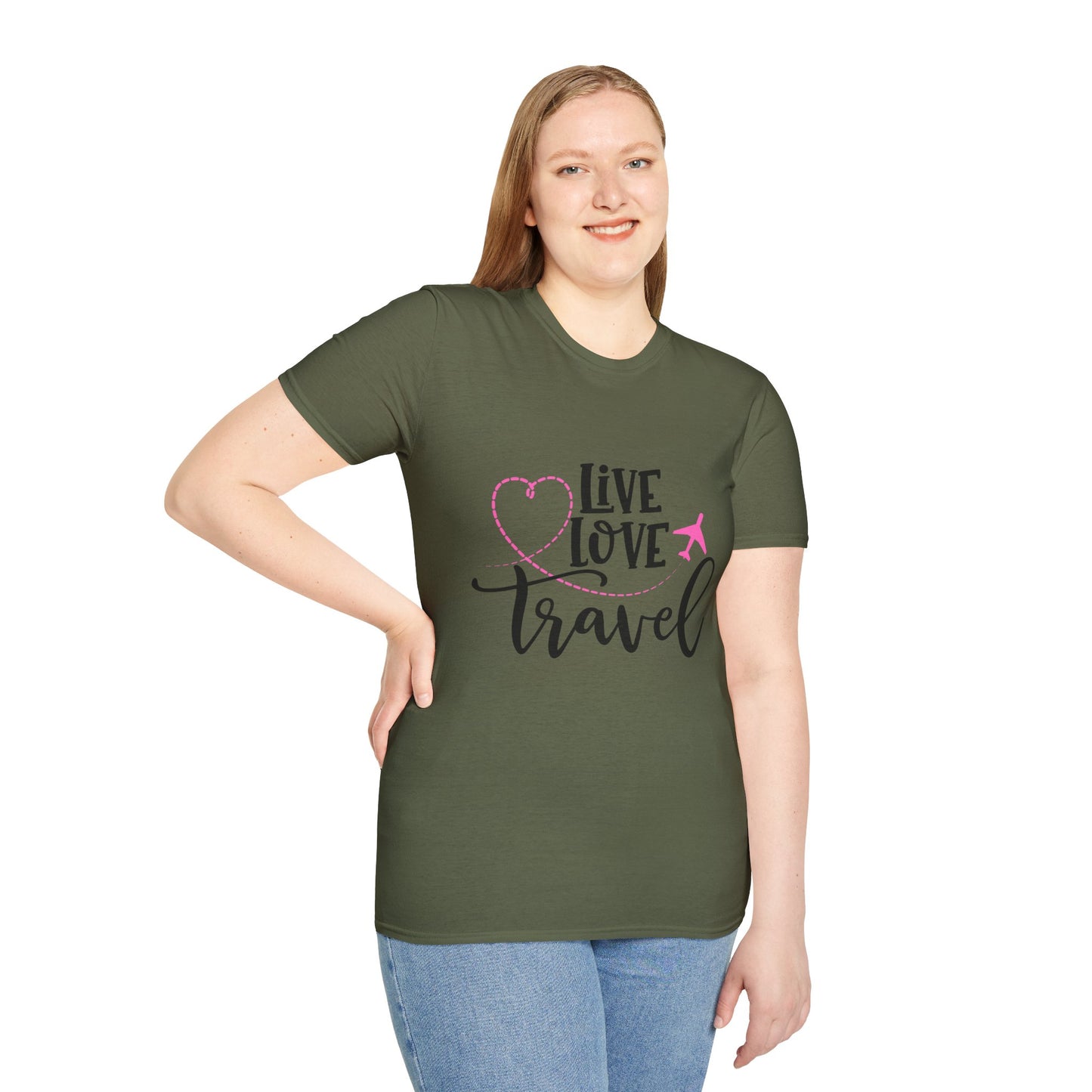 Embrace the Wanderlust: Live Love Travel Unisex Softstyle T-Shirt