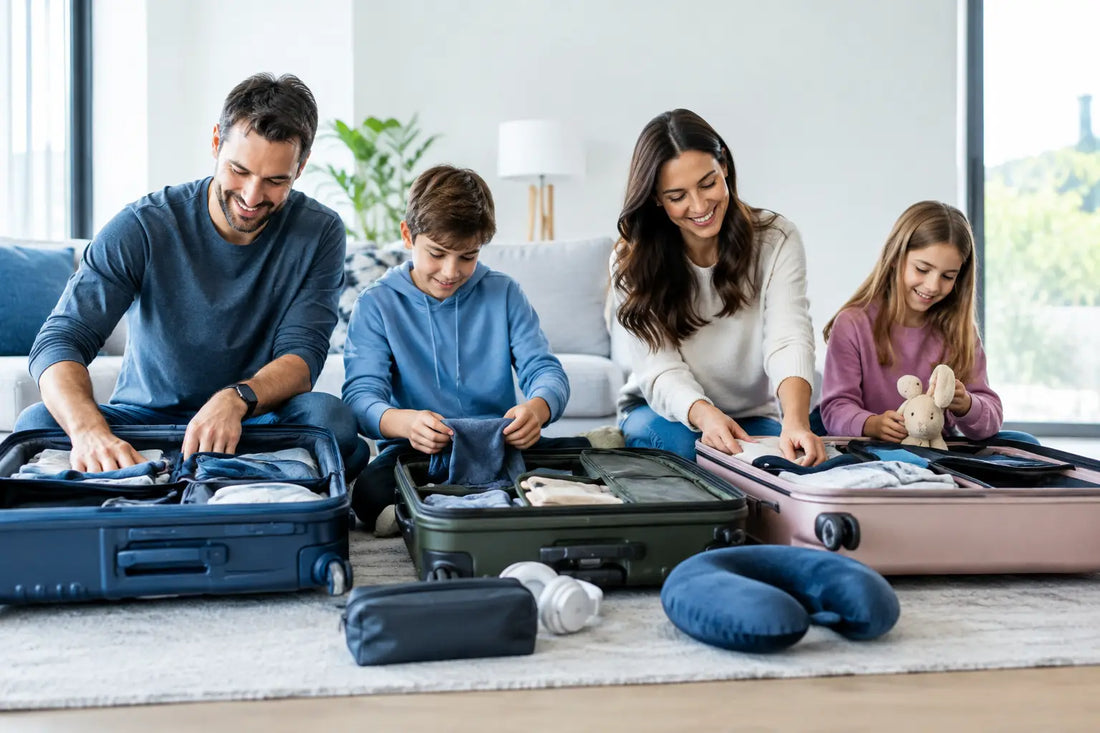 Family Carry On Packing Example for 4 Travelers