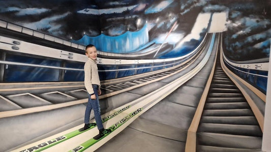 Alex is ready for a Ski Jump at Zakopane Illusion House