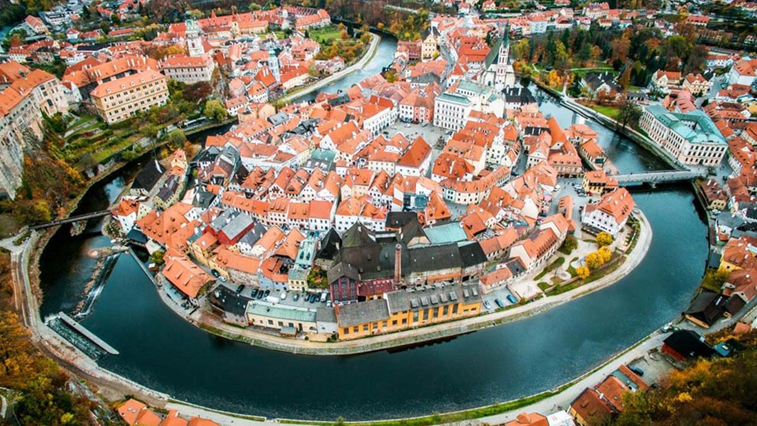 View of Cesky Krumlov and Vltava river