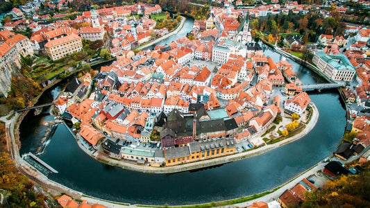 View of Cesky Krumlov and Vltava river