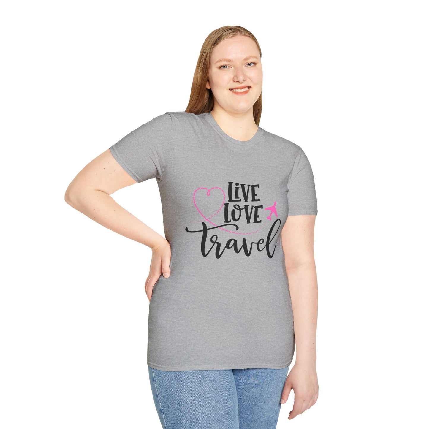 Embrace the Wanderlust: Live Love Travel Unisex Softstyle T-Shirt
