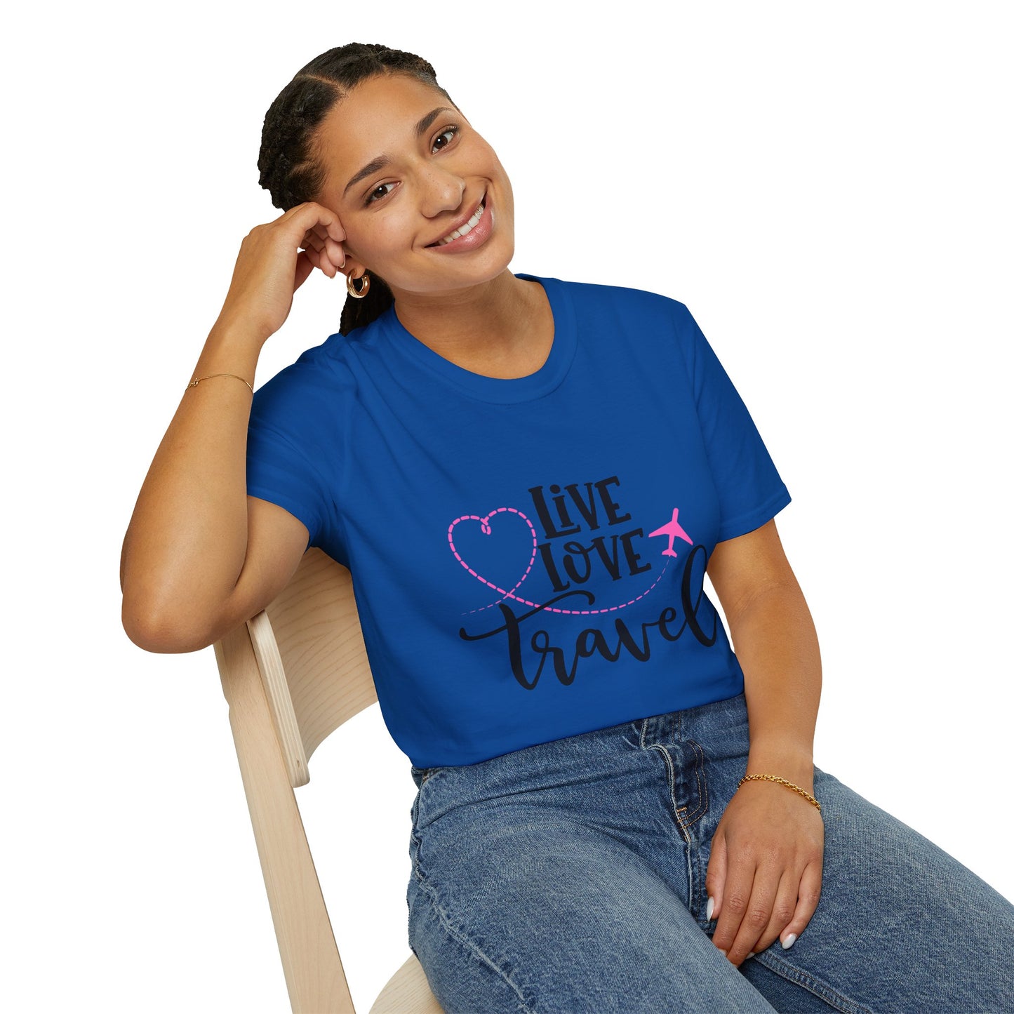 Embrace the Wanderlust: Live Love Travel Unisex Softstyle T-Shirt