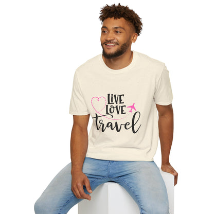 Embrace the Wanderlust: Live Love Travel Unisex Softstyle T-Shirt
