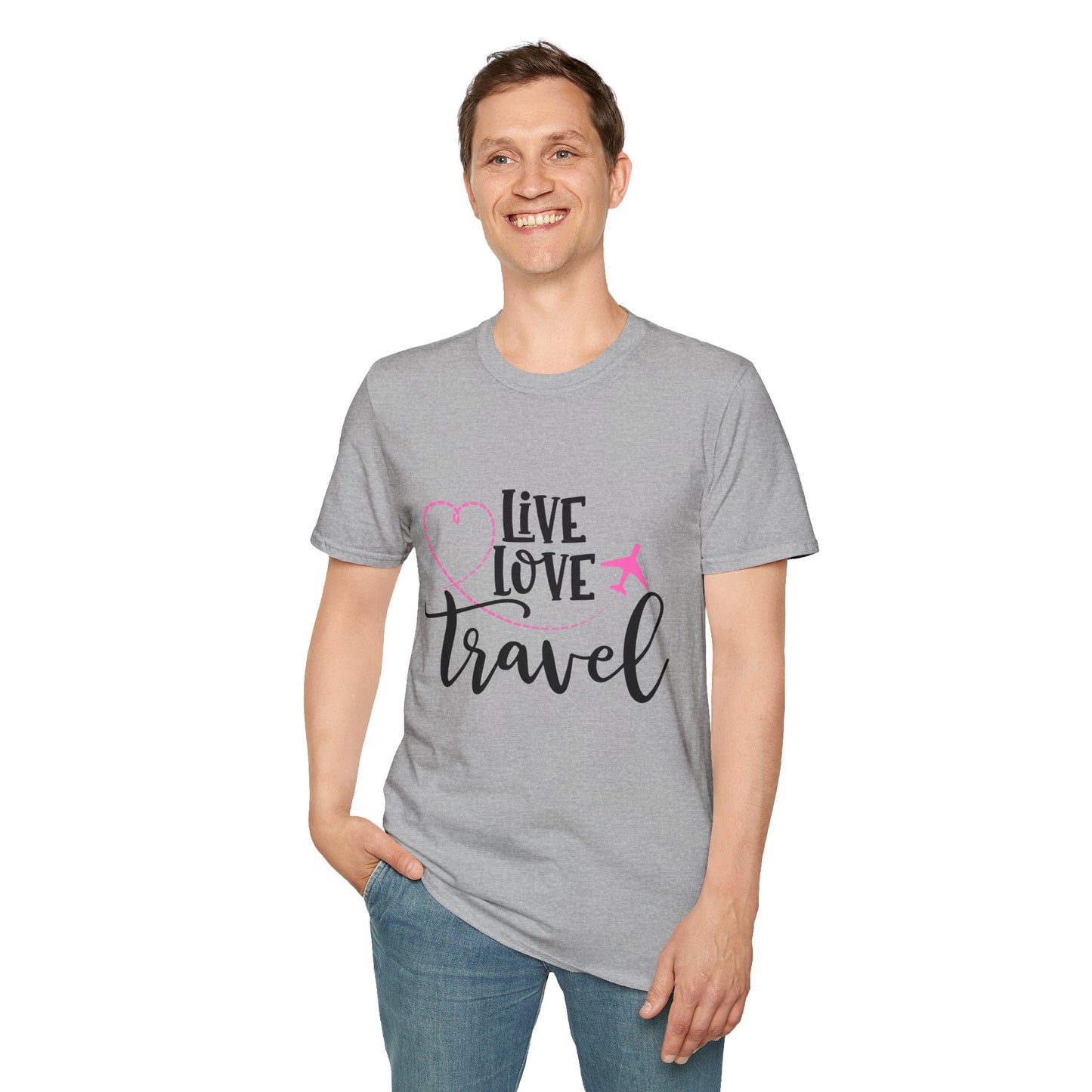 Embrace the Wanderlust: Live Love Travel Unisex Softstyle T-Shirt