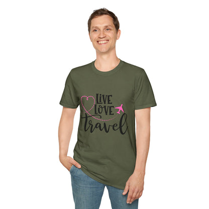 Embrace the Wanderlust: Live Love Travel Unisex Softstyle T-Shirt