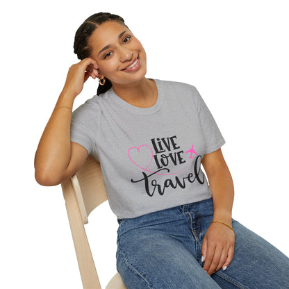 Embrace the Wanderlust: Live Love Travel Unisex Softstyle T-Shirt