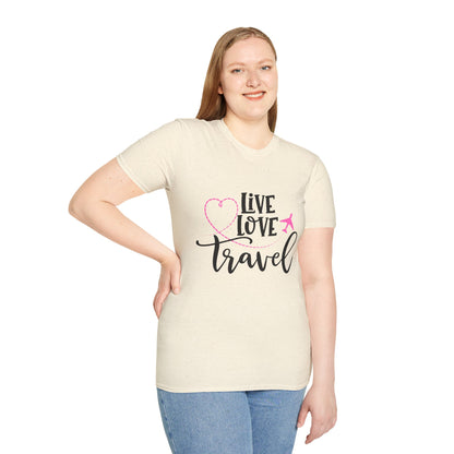 Embrace the Wanderlust: Live Love Travel Unisex Softstyle T-Shirt
