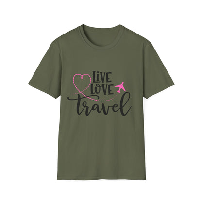 Embrace the Wanderlust: Live Love Travel Unisex Softstyle T-Shirt