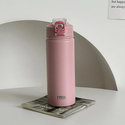 Nerezová izolovaná láhev na vodu s brčkem