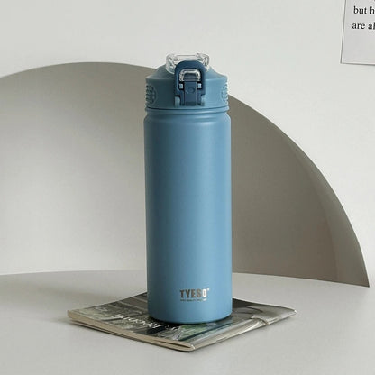 Nerezová izolovaná láhev na vodu s brčkem